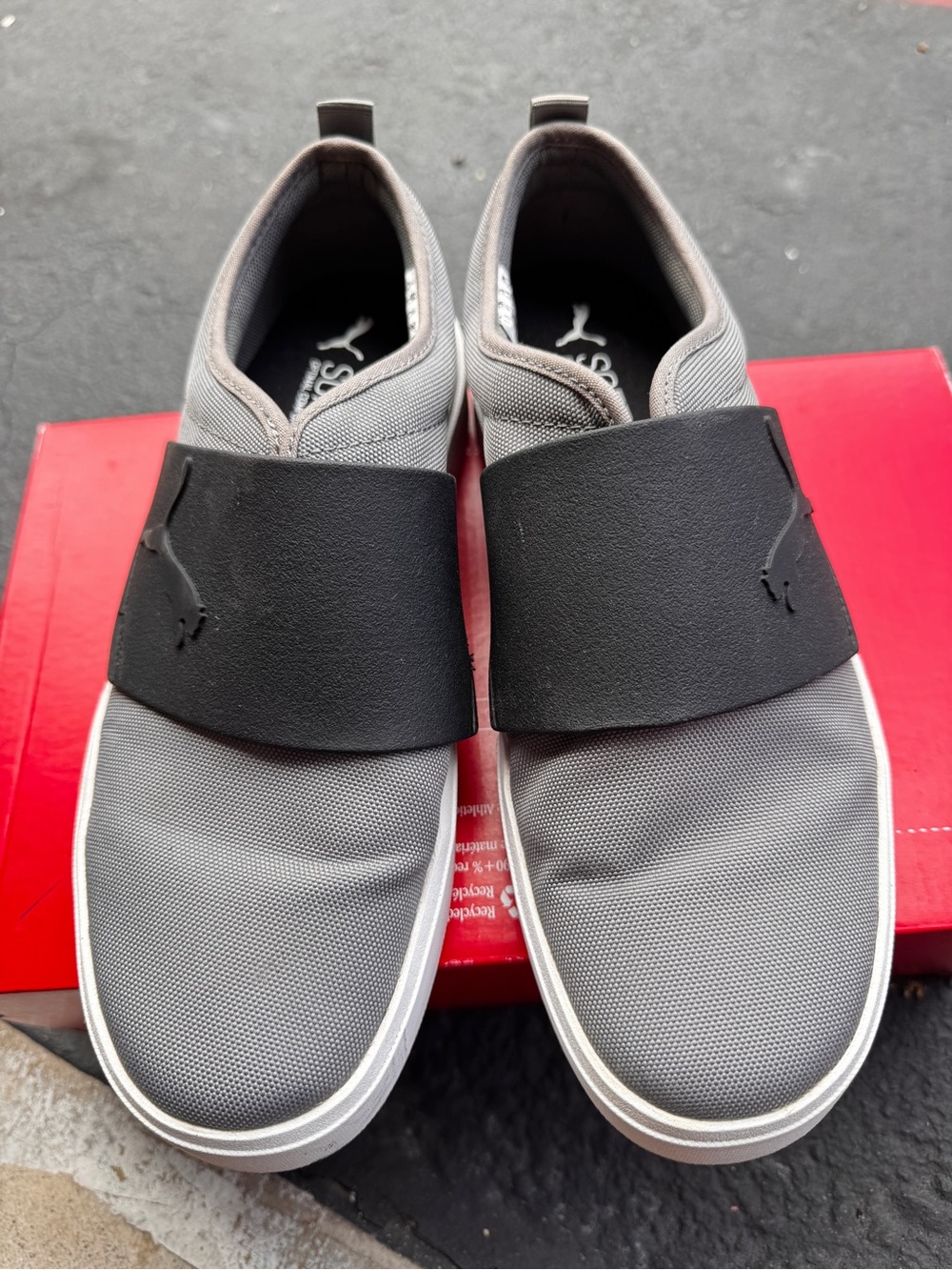 Puma Men’s Gray Slip-On Loafers with Black Elastic Strap